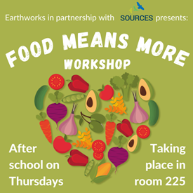 Pictured is the Food Means More poster created by Grade 12 student Zoe Klein. 